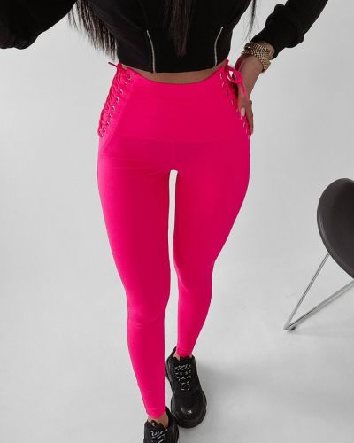 Legginsy damskie OLAVOGA ROSALIE neon róż - FashionPlace - 2