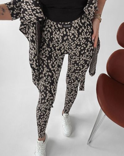 Legginsy damskie OLAVOGA STORM czarno - beżowy - FashionPlace - 2