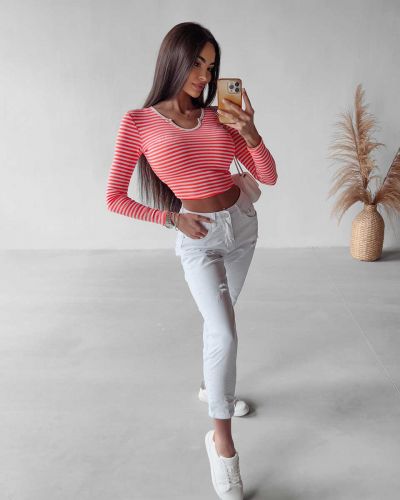 Spodnie jeansowe damskie OLAVOGA CAMI 249 biały - FashionPlace - 1