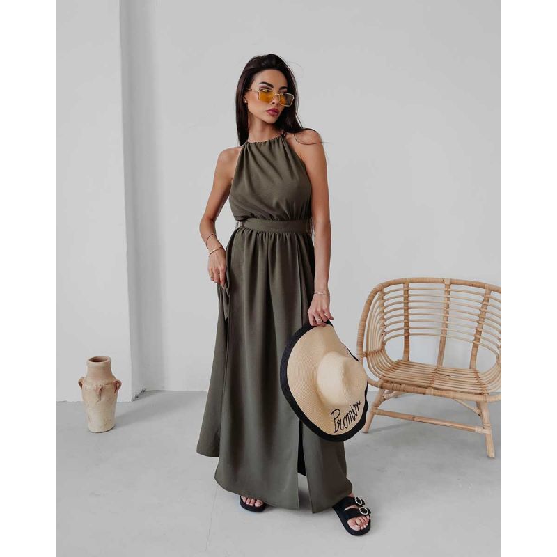 Sukienka damska OLAVOGA GAJA khaki - FashionPlace - 1