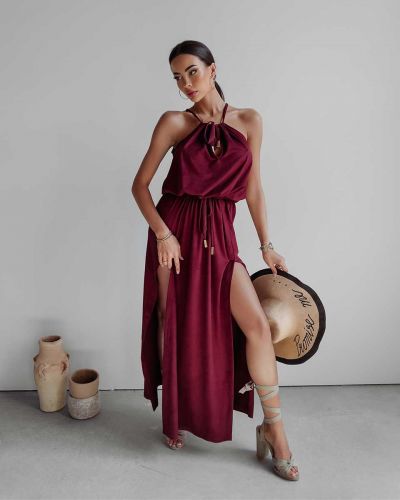 Sukienka damska OLAVOGA SOREL bordowy - FashionPlace - 3