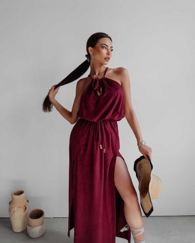 Sukienka damska OLAVOGA SOREL bordowy - FashionPlace - 4