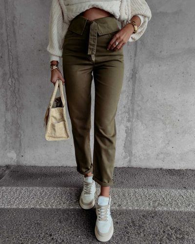 Spodnie damskie OLAVOGA GIOLA 2023 khaki - FashionPlace - 3