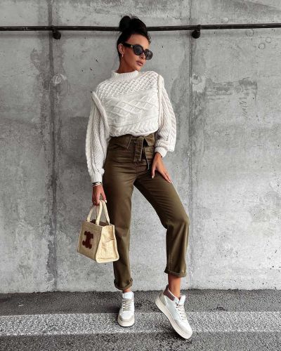 Spodnie damskie OLAVOGA GIOLA 2023 khaki - FashionPlace - 4