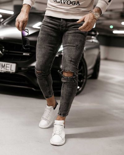 Spodnie jeansowe męskie OLAVOGA ERIN II 2023 czerń - FashionPlace - 1