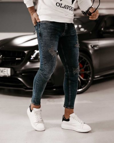 Spodnie jeansowe męskie OLAVOGA ERIN 2023 niebieskie - FashionPlace - 1