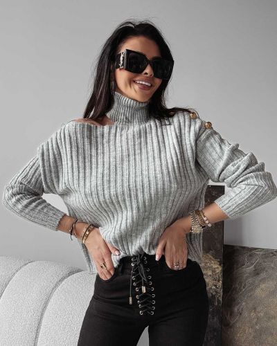 Sweter damski OLAVOGA ASHLEY 2023 jasnoszary - FashionPlace - 1