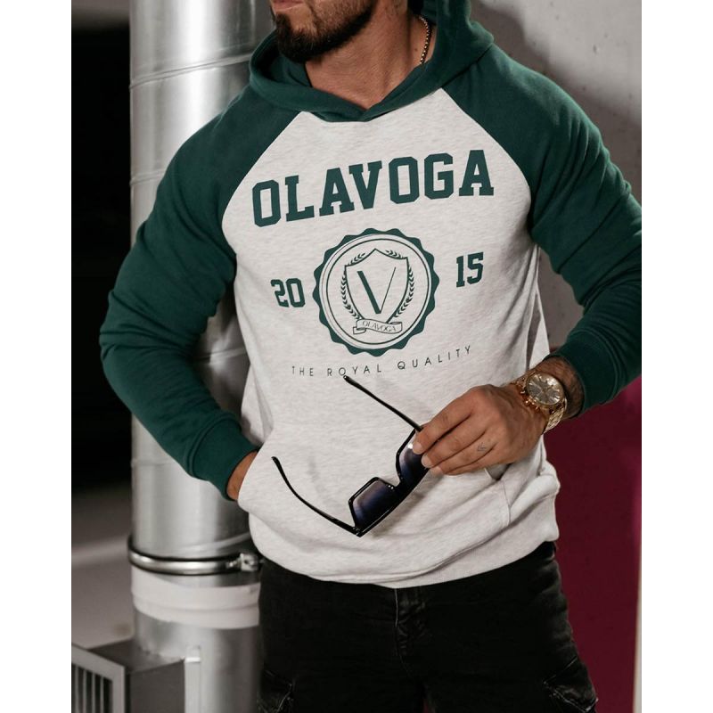 Bluza męska OLAVOGA DIVERSE 2024 szary/zielony - FashionPlace - 1