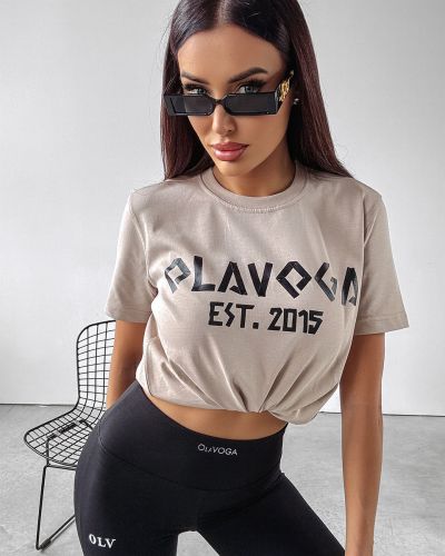 T-shirt damski OLAVOGA GRECOS 2024 beż - FashionPlace - 1
