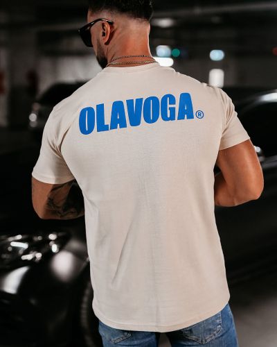 T-shirt męski OLAVOGA UNLOCK 2024 beż - FashionPlace - 1