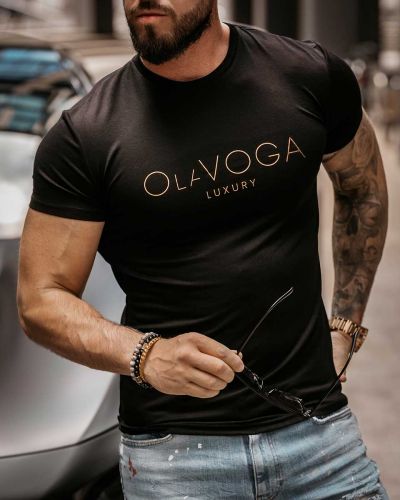 T-shirt męski OLAVOGA HUGO czerń - FashionPlace - 1