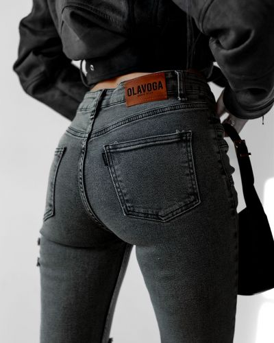 Spodnie jeansowe damskie OLAVOGA LUNA 2025 szare - FashionPlace - 2