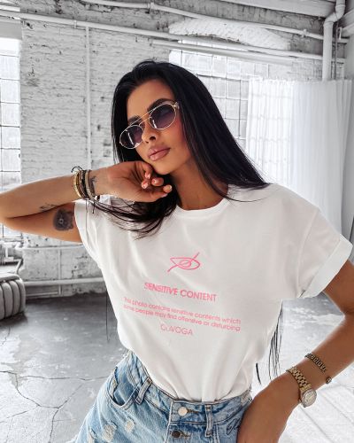 T-shirt damski OLAVOGA GLASS 2025 ecru - FashionPlace - 2
