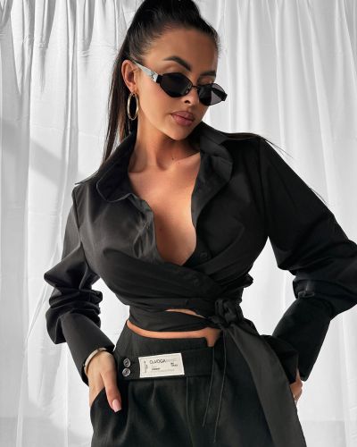 Koszula damska OLAVOGA NODA 2025 czerń - FashionPlace - 1