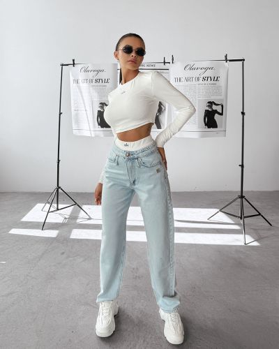 Spodnie jeansowe damskie OLAVOGA VIERY 2025 jasny niebieski - FashionPlace - 3