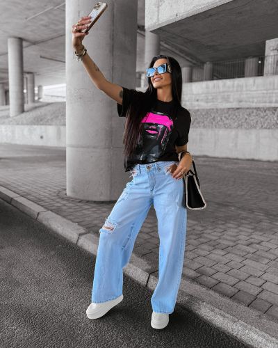 T-shirt damski OLAVOGA TENTE 2025 czerń - FashionPlace - 3