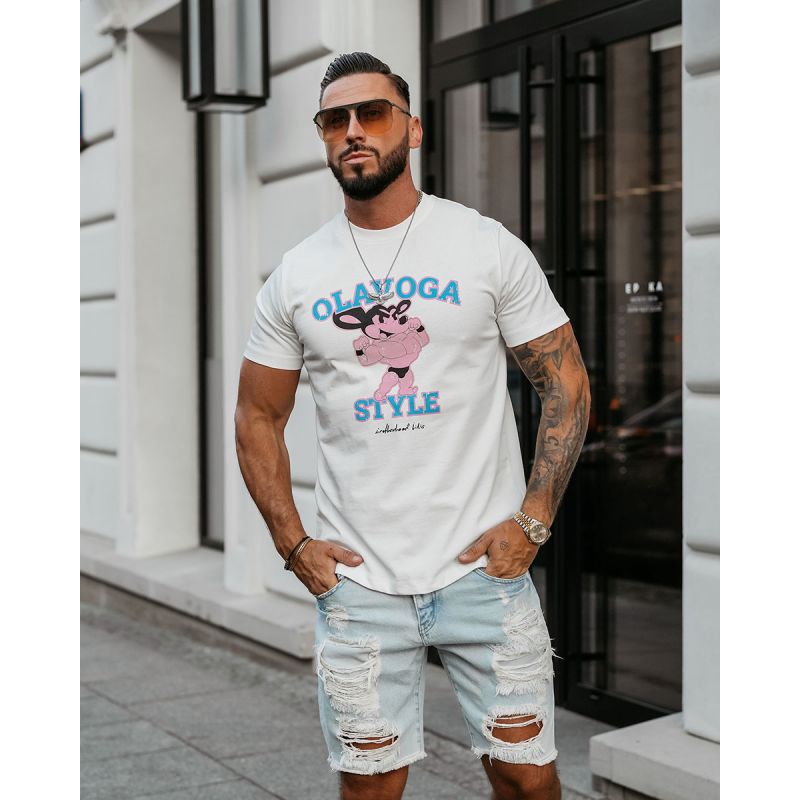 T-shirt męski OLAVOGA COMPRE 2025 ecru - FashionPlace - 1