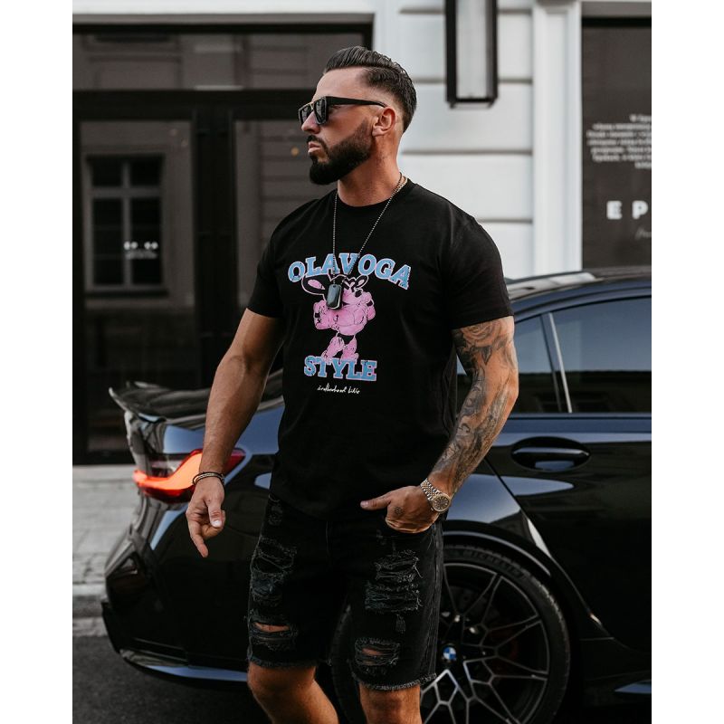 T-shirt męski OLAVOGA COMPRE 2025 czerń - FashionPlace - 1
