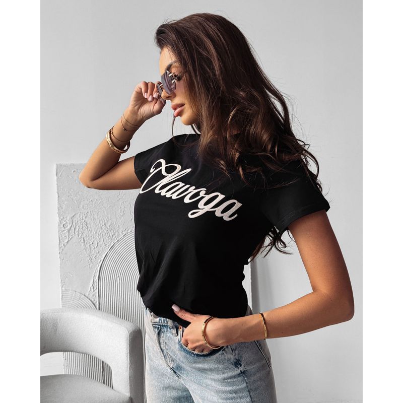 T-shirt damski OLAVOGA LUXE 2025 czerń - FashionPlace - 1