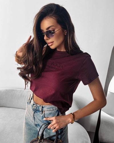 T-shirt damski OLAVOGA SUBTLE 2025 burgund - FashionPlace - 2