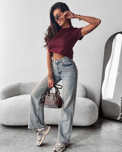 T-shirt damski OLAVOGA SUBTLE 2025 burgund - FashionPlace - 3