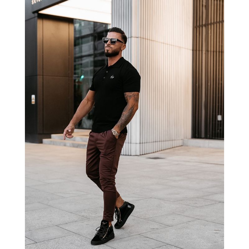 T-shirt męski polo OLAVOGA TWIST 2025 czerń - FashionPlace - 1