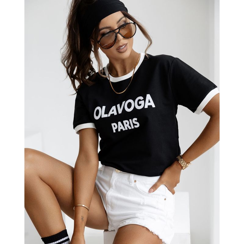 T-shirt damski OLAVOGA HOCK 2025 czerń - FashionPlace - 1