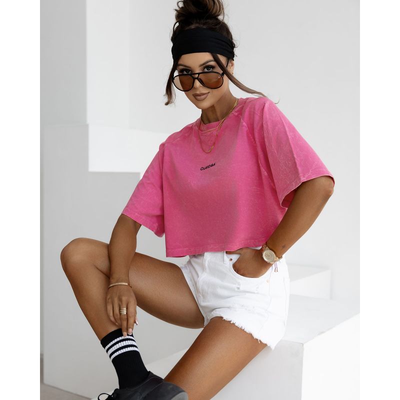 T-shirt damski OLAVOGA VIROTO 2025 neon róż - FashionPlace - 1