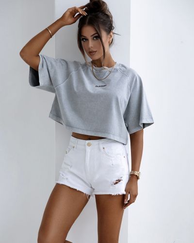 T-shirt damski OLAVOGA VIROTO 2025 jasny szary - FashionPlace - 3