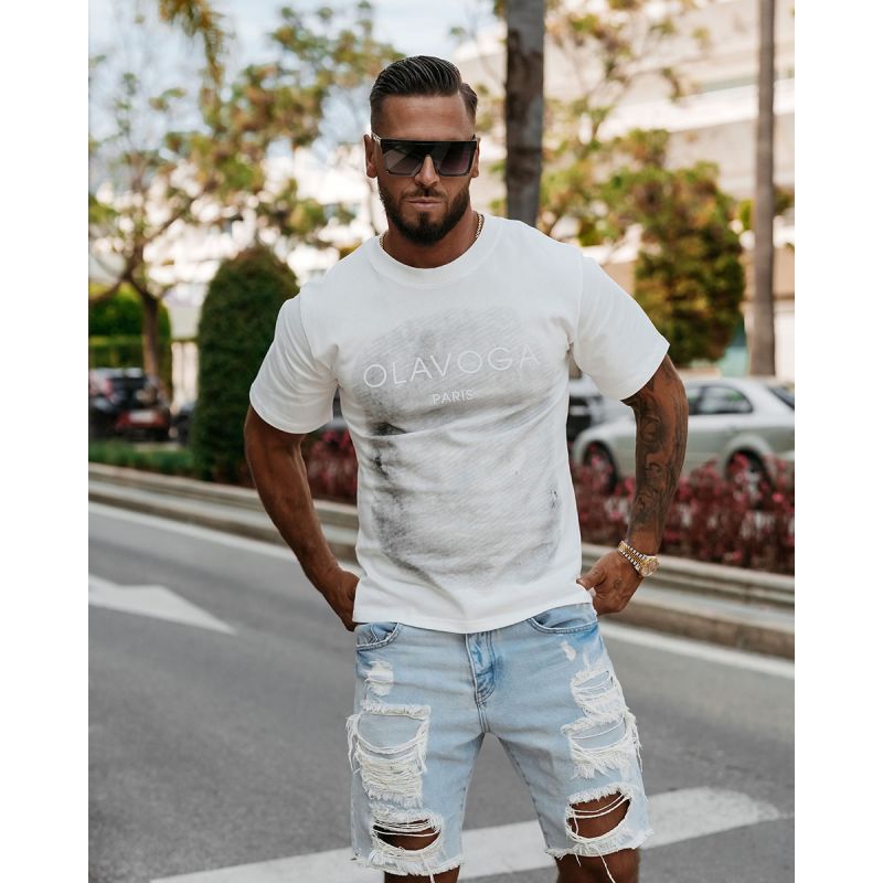 T-shirt męski OLAVOGA SMOKE 2025 ecru - FashionPlace - 1