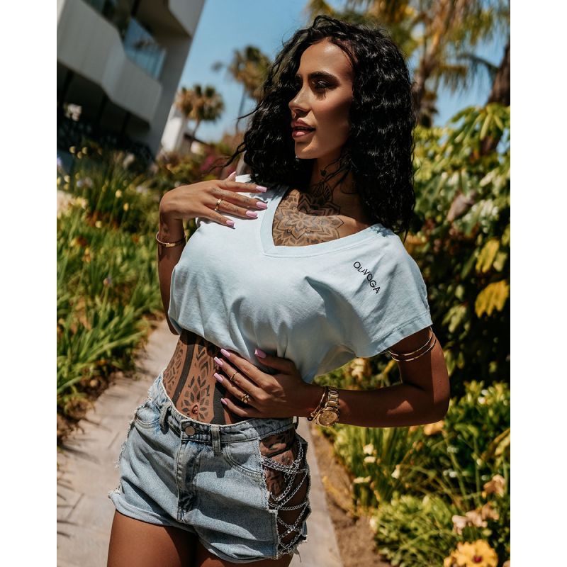 T-shirt damski OLAVOGA NEXIA 2025 jasny niebieski - FashionPlace - 1