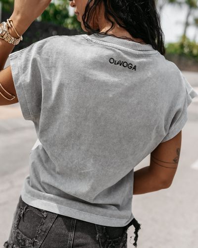 T-shirt damski OLAVOGA NEXIA 2025 jasny szary - FashionPlace - 2