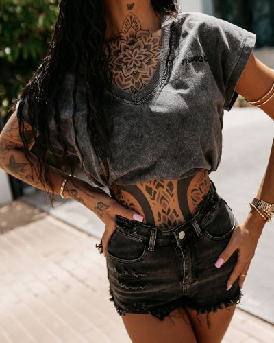 T-shirt damski OLAVOGA NEXIA 2025 ciemny szary - FashionPlace - 4