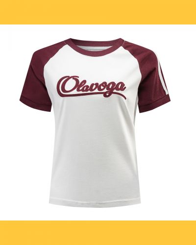T-shirt damski OLAVOGA BOLD&BASIC 2025 ecru-burgund - FashionPlace - 3