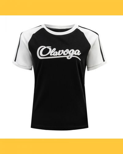 T-shirt damski OLAVOGA BOLD&BASIC 2025 czarny-ecru - FashionPlace - 3
