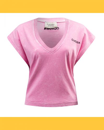 T-shirt damski OLAVOGA NEXIA 2025 pudrowy róż - FashionPlace - 4
