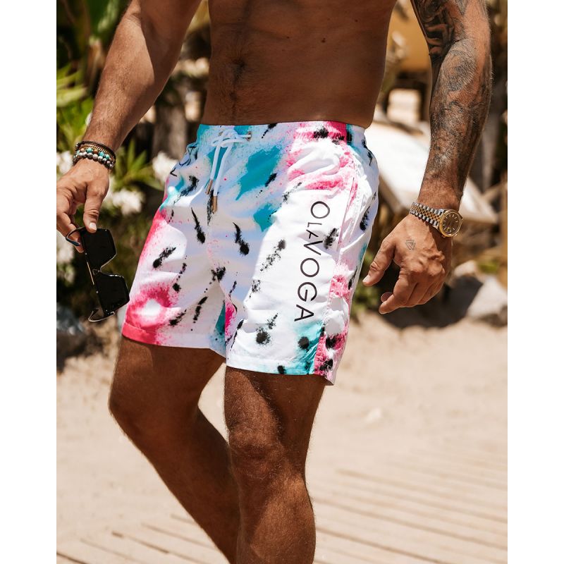 Kąpielówki męskie OLAVOGA FUNKY 2025 białe - FashionPlace - 1