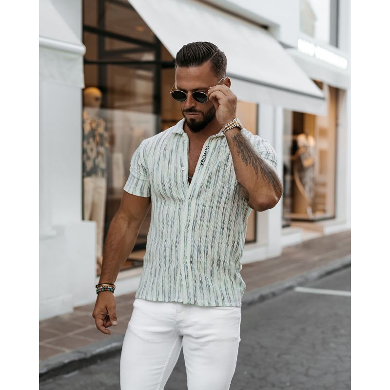 Koszula męska OLAVOGA PORDE 2025 zielony - FashionPlace - 1