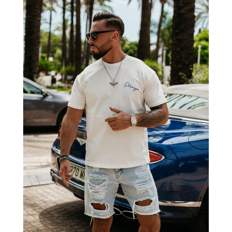T-shirt męski OLAVOGA BLUE HARMONY 2025 ecru - FashionPlace - 1