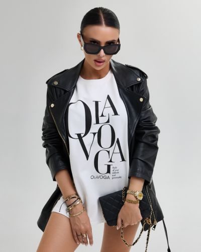 T-shirt damski OLAVOGA MORNING FOG 2025 ecru - FashionPlace - 1