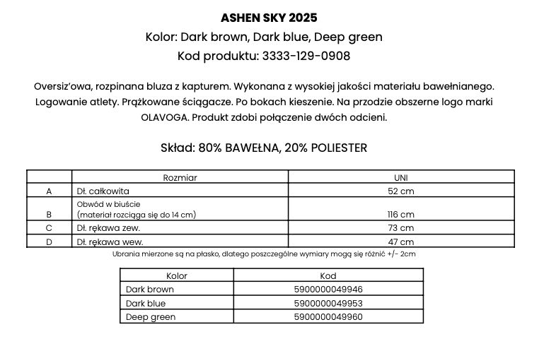 Bluza damska OLAVOGA ASHEN SKY 2025 ciemny niebieski