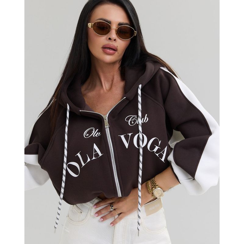Bluza damska OLAVOGA ASHEN SKY 2025 czekoladowa - FashionPlace - 1