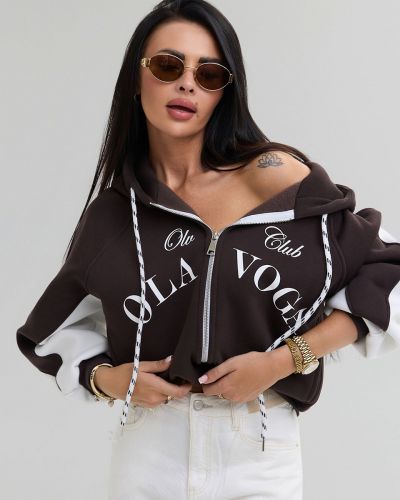 Bluza damska OLAVOGA ASHEN SKY 2025 czekoladowa - FashionPlace - 3