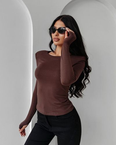 Bluzka damska OLAVOGA AMBER TWILIGHT 2025 dark chocolate - FashionPlace - 1