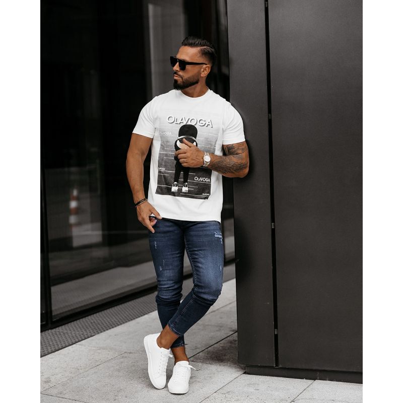 T-shirt męski OLAVOGA BALMA 2025 ecru - FashionPlace - 1