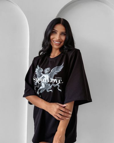 T-shirt damski OLAVOGA FOREST MOSS 2025 czerń - FashionPlace - 3