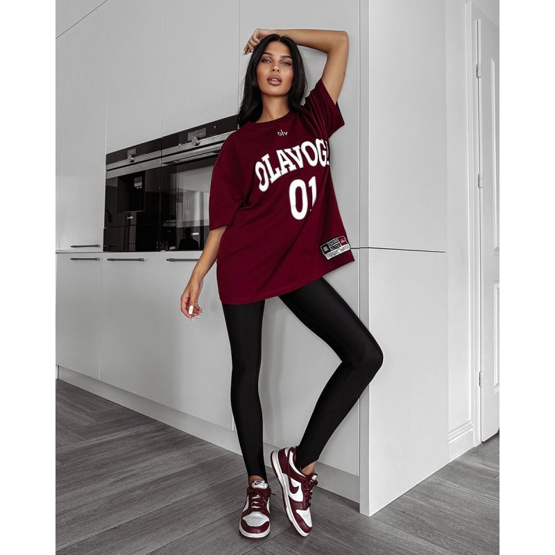 T-shirt damski OLAVOGA RUSSET 2025 burgund - FashionPlace - 1