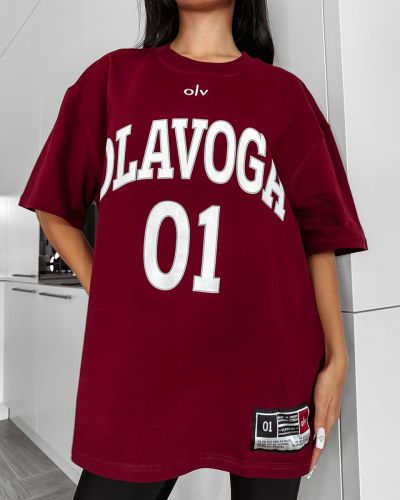 T-shirt damski OLAVOGA RUSSET 2025 burgund - FashionPlace - 3
