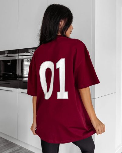 T-shirt damski OLAVOGA RUSSET 2025 burgund - FashionPlace - 4