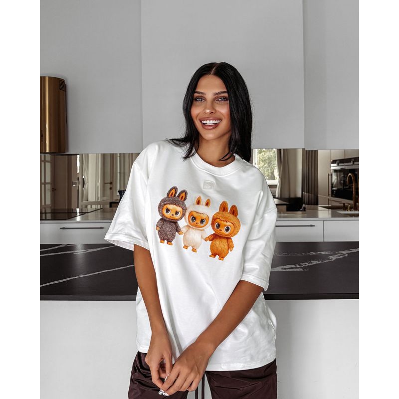 T-shirt damski OLAVOGA HEART SIDE 2025 ecru - FashionPlace - 1